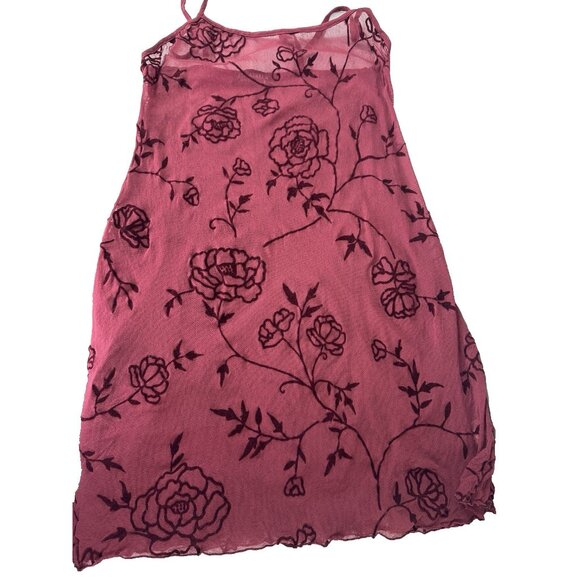 Vintage Women Small Burgundy Velvet Burnout Mesh Cami Whimsigoth Y2K Fairy Italy - Picture 3 of 8